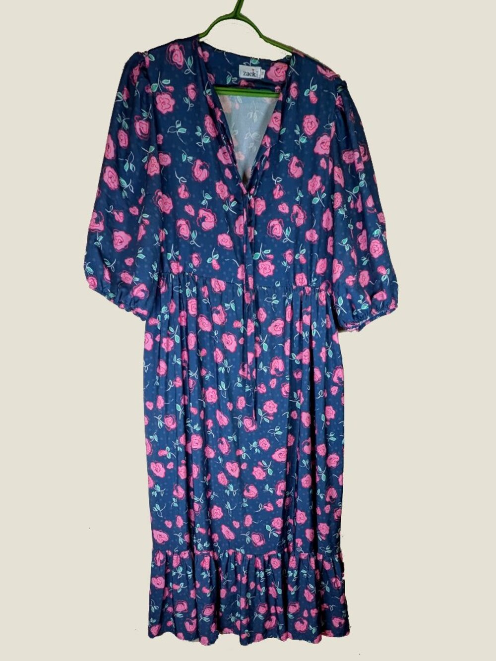 Zack tall Blue and Pink floral Dress Size 16